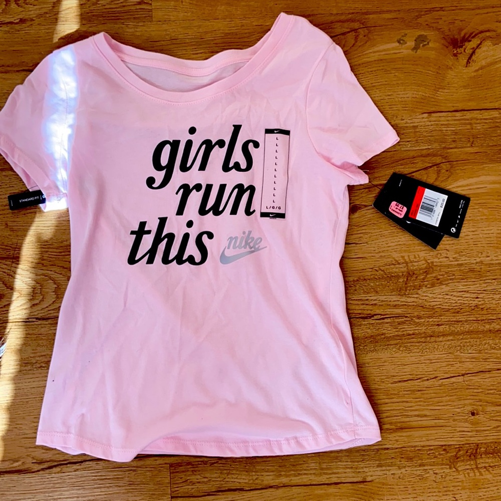 Very cute pink Nike shirt  “girls run this”